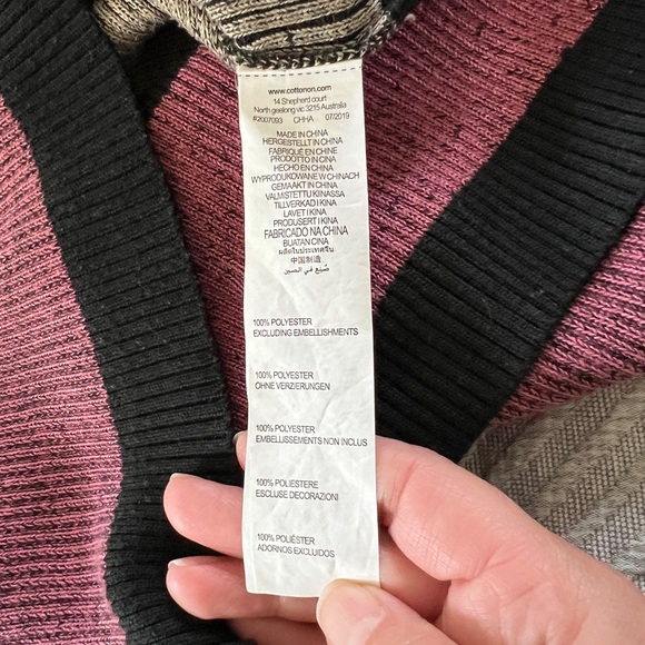 Cotton On short sleeve striped sweater dress, black, grey, pink, magenta - Large - Picture 10 of 12